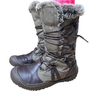 Skechers Women's 7 Frolic Winter Suede Green Brown Faux Fur Lace Up Boots